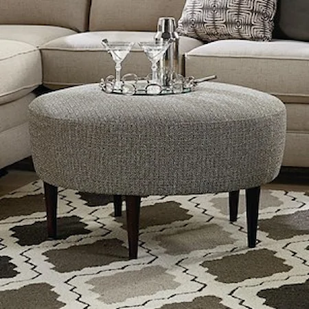 Contemporary Round Ottoman with Tapered Legs